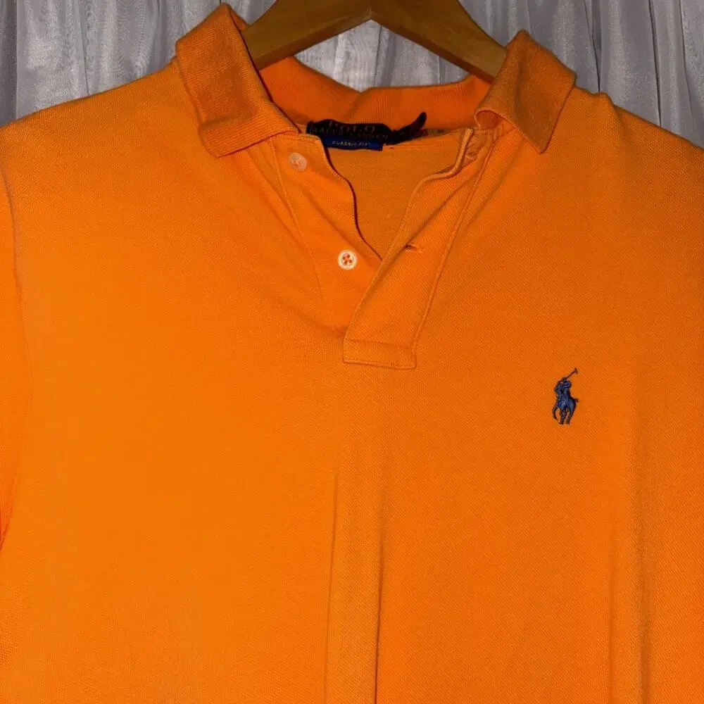 Ralph Lauren Polo Shirt Men’s Size Medium Preppy Orange Classic Fit Designer